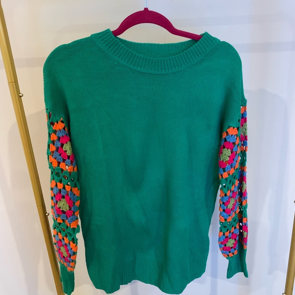 GREEN CROCHET SWEATER